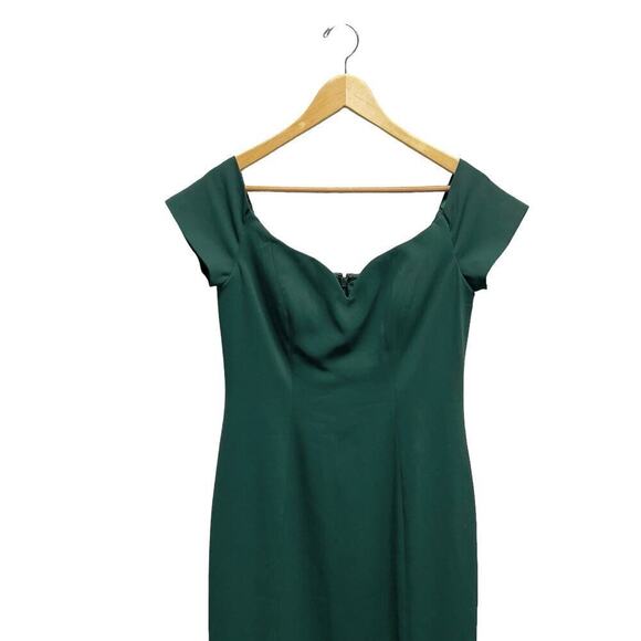 Badgley Mischka Green Off‎ The Shoulder Maxi Dress Women’s Size 6 - Picture 2 of 7